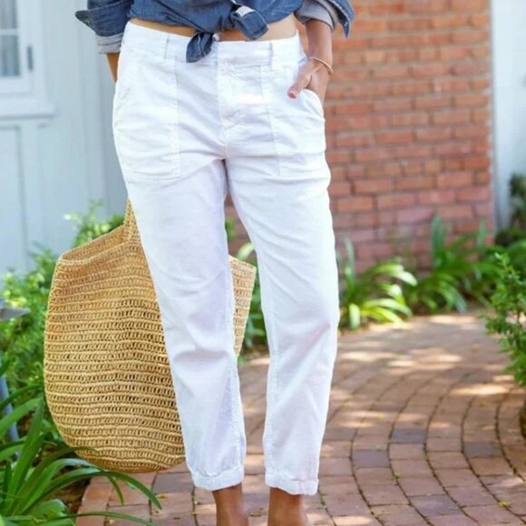 Like new! Frank & Eileen Jameson Utility Linen Joggers White‎ 0 - Picture 1 of 7